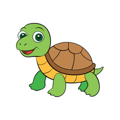 Adorable Turtle Cartoon Clipart Vector Illustration