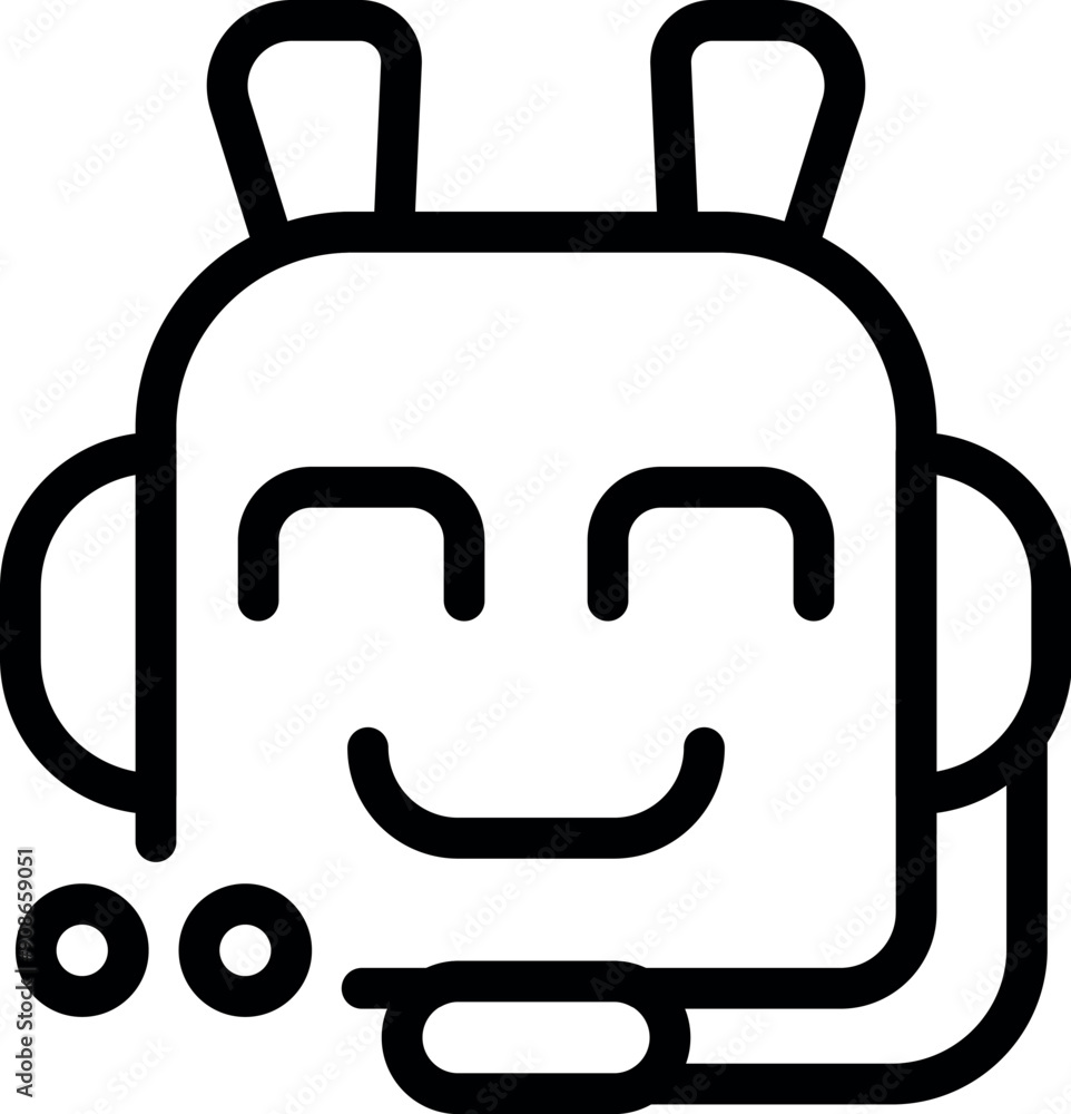 Poster simple icon of a chatbot speaking, with a speech bubble