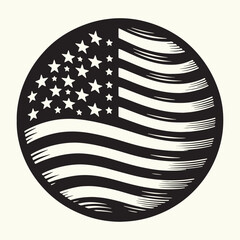 USA Flag Silhouette Vector Illustration 