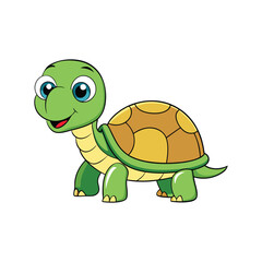 Obraz premium Adorable Turtle Cartoon Clipart Vector Illustration