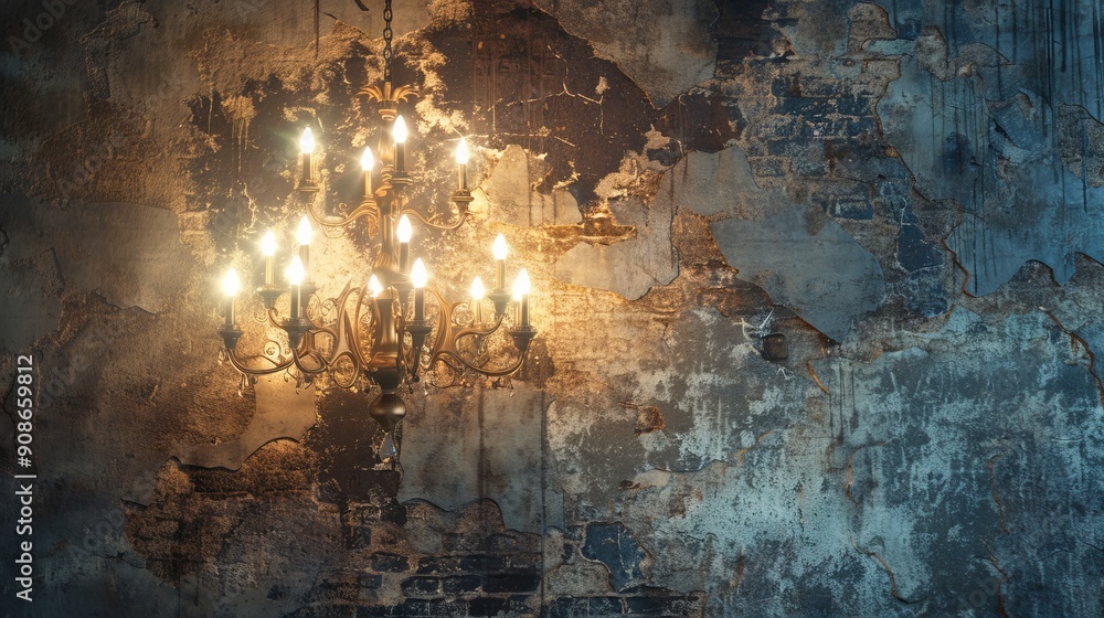 Wall mural chandelier