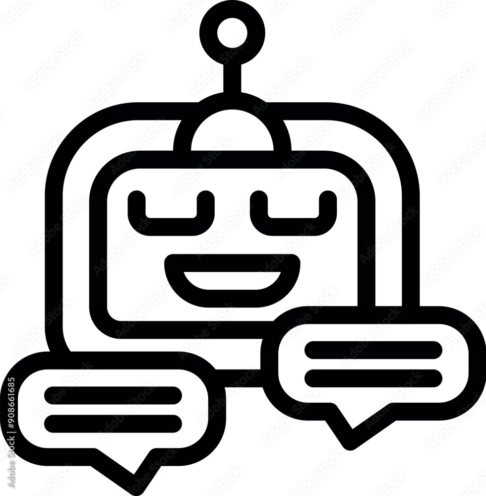Poster chatbot is communicating with chat bubbles, showing the power of artificial intelligence