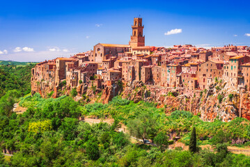 Pitigliano, Italy. Beautiful ancient city over tufa cliffside in southern Tuscany, Italy.