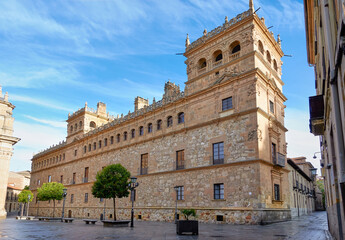 Facade of the famous 16th century Monterrey Palace in the old town of Salamanca, in Castile and Leon, Spain