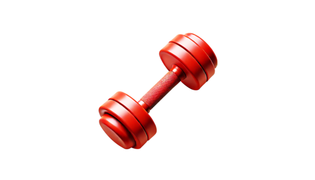 red iron dumbbell isolated blackground PNG