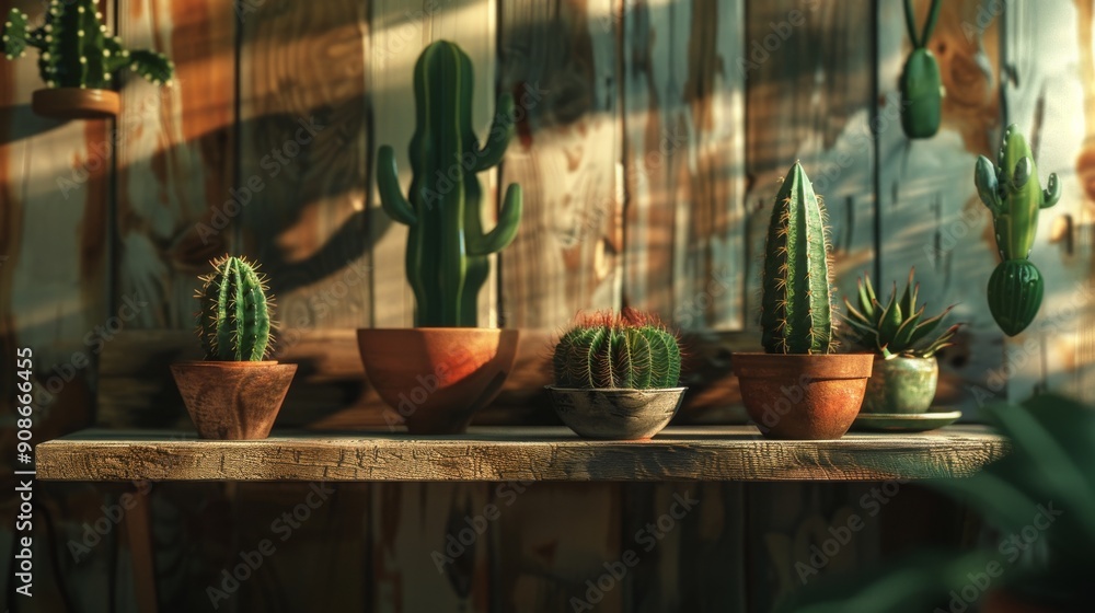 Sticker shelf with flower pots