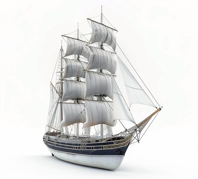 recommend clip art: 3D Render of Sailboat with White Sails on White Background