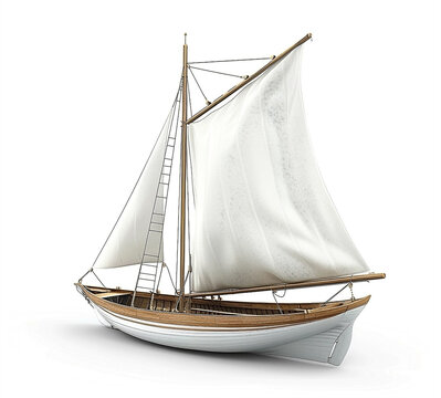 recommend clip art: 3D Render of Sailboat with White Sails on White Background