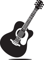 Black blues guitar icon. Simple illustration of black blues guitar vector icon logo isolated on white background, acoustic guitar silhouette, Guitar icon. Acoustic guitar silhouette. Vector
