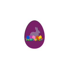 Easter bunny and Easter eggs icon isolated on transparent background