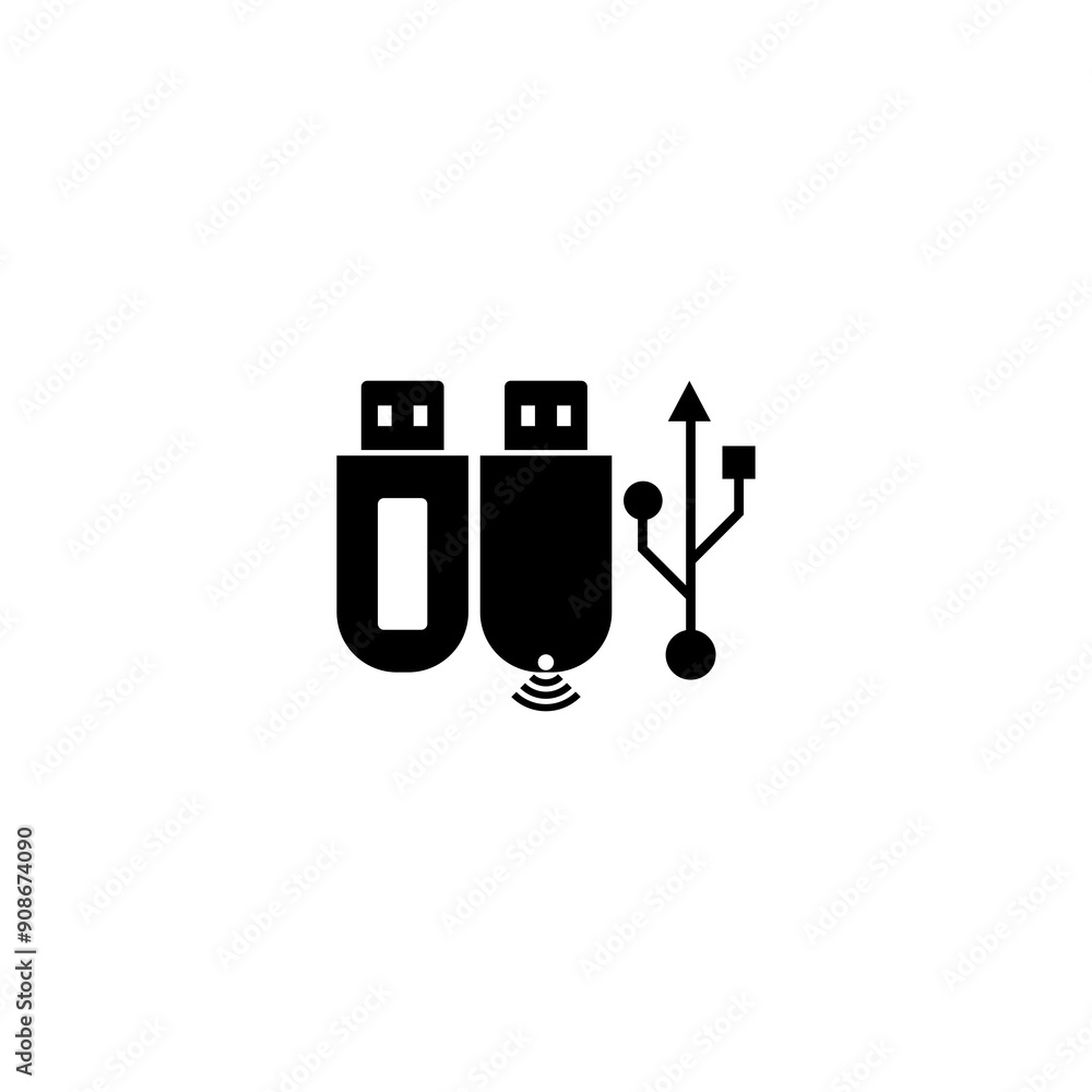 Poster usb icon isolated on transparent background