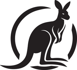 Kangaroo black vector, kangaroo silhouette, kangaroo icon vector illustration, kangaroo logo
