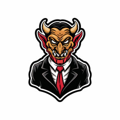 A devil in a suit with a big nose.