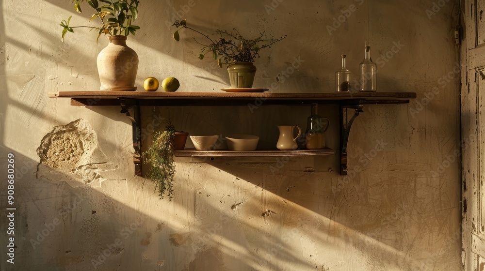 Sticker shelf with flower pots