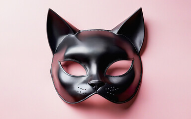 black mask for sex role play on pink background