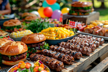 Detailed plan of a picnic barbecue for a celebration in a park