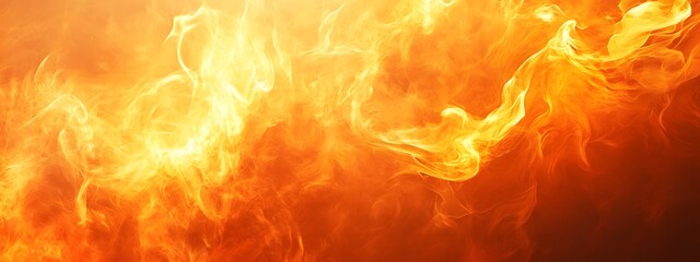A fiery flame texture background, warm orange and yellow tones, with high contrast and blurred flames swirling in the air
