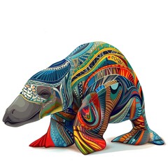 Obraz premium Dugong Ethnic Fusion animal fashion cartoon isolated whitebackground 16:9