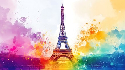 Vivid Watercolor of the Eiffel Tower