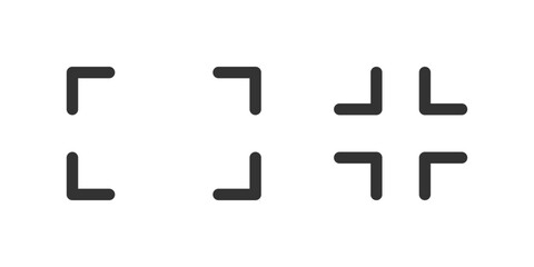 Fototapeta premium Full screen and exit isolated black buttons on white background. UI elements. Vector icons in flat style