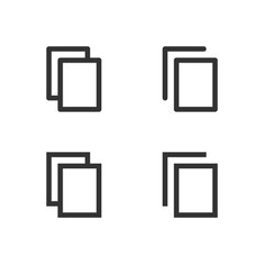 Copy outlined isolated button in 2 variations on white background. UI element. Vector icons in flat style