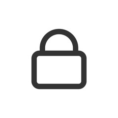 Simple isolated image of closed padlock on white background. Outlined shape. Vector icon in flat style
