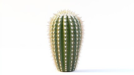 Naklejka premium A close-up view of a spiky cactus against a bright background, showcasing its unique texture and vibrant green color.