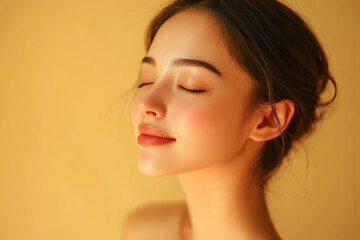 Fototapeta premium A close up of a girl's face with her eyes closed