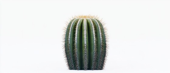 Naklejka premium A vibrant cactus against a clean white background, showcasing its unique shape and texture, perfect for design and nature themes.