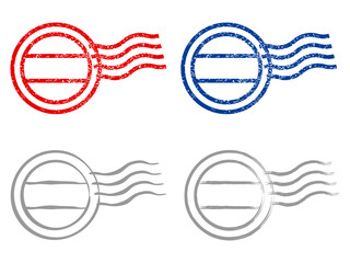 エアメール、国際郵便で送る手紙の消印スタンプのイメージイラスト。ベクターイラスト。