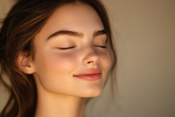 Fototapeta premium A close up of a girl's face with her eyes closed