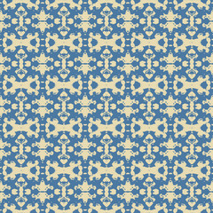 Blue and white watercolor ornament painted with watercolor on paper.