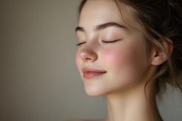 Fototapeta premium A close up of a girl's face with her eyes closed