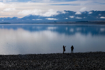 Road trip, Winter, Snowflake and frost over grass and wild flower, Lake Tekapo, Canterbury, New...