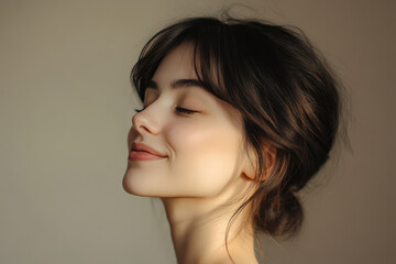 Fototapeta premium A close up of a girl's face with her eyes closed