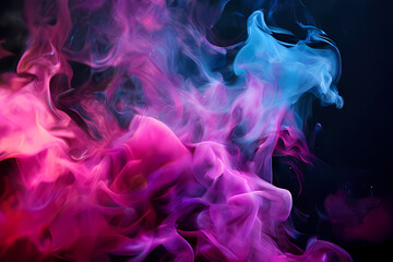 Colorful smoke background, shades of blue, purple and pink, dynamic effects