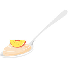 Peach yogurt on a spoon.