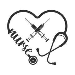 Nurse Typography Design Vector, Medical Stethoscope with Nurse typography, Nurse Typography with Stethoscope Vector Illustration, Typography for Nurses, Nurse Life Typography Illustration