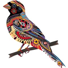 Finch Ethnic Fusion animal fashion cartoon isolated whitebackground 16:9