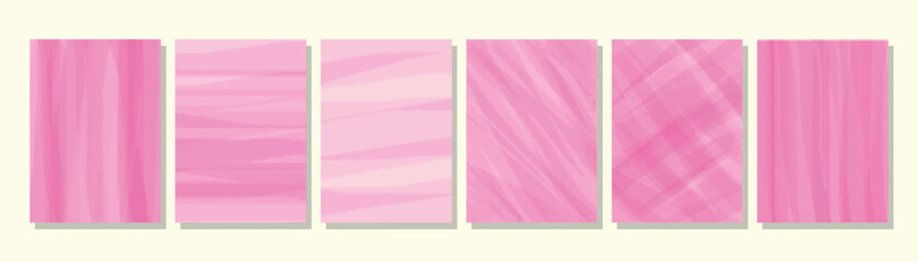 Fototapeta premium Set of abstract watercolor pink backgrounds with lines. Watercolor cover set. 