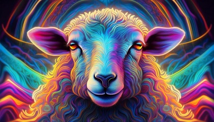 Psychadelic theme Sheeop. Spirit Animal Totem