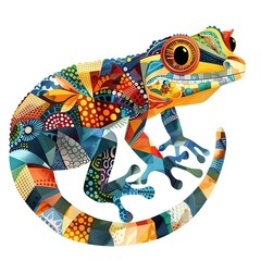 Gecko Avant-Garde animal fashion cartoon isolated whitebackground 16:9