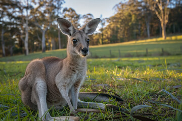 Fototapeta premium Kangaroo sunset