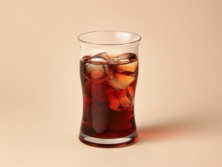 Refreshing Fizzy Cola Soda Poured in Transparent Glass on Minimalist Table Surface