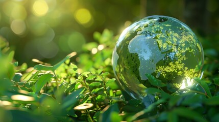 Global unity  earth globe with greenery, symbolizing social equity and environmental conservation