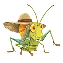 Fototapeta premium Grasshopper Country animal fashion cartoon isolated whitebackground 16:9
