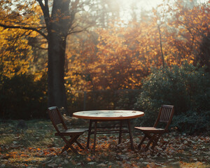 Fototapeta premium Autumn Halloween cafe background.