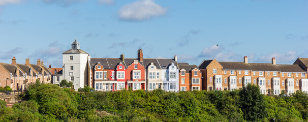Panorama of houses in North Shields in Newcastle upon Tyne, England