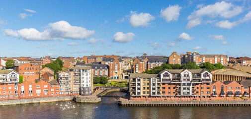 Obraz premium Panorama of apartment buildings at the North Shields riverbank in Newcastle, England
