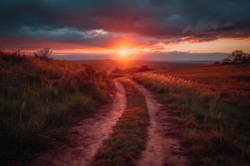 Outback road sunset